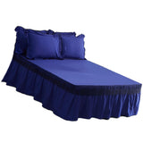 Maxbell Blue Color Hotel Pleated Bed Skirt  Wrinkle & Fade Resistant 180x220cm