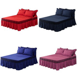 Maxbell Blue Color Hotel Pleated Bed Skirt  Wrinkle & Fade Resistant 180x220cm