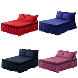 Maxbell Blue Color Hotel Pleated Bed Skirt  Wrinkle & Fade Resistant 180x220cm