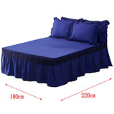 Maxbell Blue Color Hotel Pleated Bed Skirt  Wrinkle & Fade Resistant 180x220cm