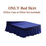 Maxbell Blue Color Hotel Pleated Bed Skirt  Wrinkle & Fade Resistant 180x220cm