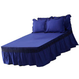 Maxbell Blue Color Hotel Pleated Bed Skirt  Wrinkle & Fade Resistant 180x220cm