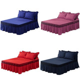 Maxbell Blue Color Hotel Pleated Bed Skirt  Wrinkle & Fade Resistant 180x220cm
