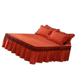 Maxbell Lace Fitted Valance Sheet Dust Ruffle Bed Dust Skirt with Platform 180x220cm