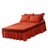 Maxbell Lace Fitted Valance Sheet Dust Ruffle Bed Dust Skirt with Platform 180x220cm