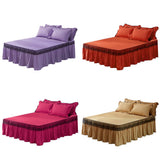 Maxbell Lace Fitted Valance Sheet Dust Ruffle Bed Dust Skirt with Platform 180x220cm