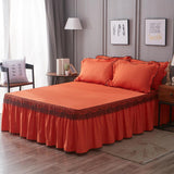 Maxbell Lace Fitted Valance Sheet Dust Ruffle Bed Dust Skirt with Platform 180x220cm