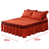 Maxbell Lace Fitted Valance Sheet Dust Ruffle Bed Dust Skirt with Platform 180x220cm