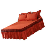 Maxbell Lace Fitted Valance Sheet Dust Ruffle Bed Dust Skirt with Platform 180x220cm