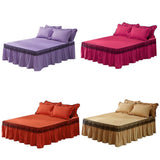 Maxbell Lace Fitted Valance Sheet Dust Ruffle Bed Dust Skirt with Platform 180x220cm