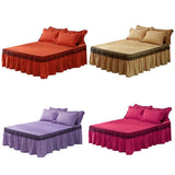 Maxbell Lace Fitted Valance Sheet Dust Ruffle Bed Dust Skirt with Platform 180x220cm