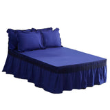 Maxbell Blue Color Hotel Pleated Bed Skirt  Wrinkle & Fade Resistant 200x220cm