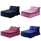 Maxbell Blue Color Hotel Pleated Bed Skirt  Wrinkle & Fade Resistant 200x220cm
