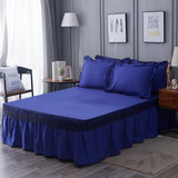 Maxbell Blue Color Hotel Pleated Bed Skirt  Wrinkle & Fade Resistant 200x220cm