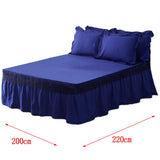 Maxbell Blue Color Hotel Pleated Bed Skirt  Wrinkle & Fade Resistant 200x220cm