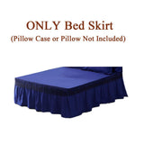 Maxbell Blue Color Hotel Pleated Bed Skirt  Wrinkle & Fade Resistant 200x220cm
