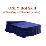 Maxbell Blue Color Hotel Pleated Bed Skirt  Wrinkle & Fade Resistant 200x220cm