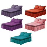 Maxbell Wrap Around Bed Skirt Elastic Elegant Ruffled Bed Skirts, Purple 200x220cm