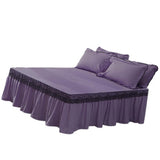 Maxbell Wrap Around Bed Skirt Elastic Elegant Ruffled Bed Skirts, Purple 200x220cm