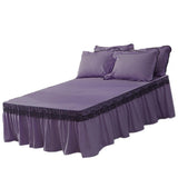 Maxbell Wrap Around Bed Skirt Elastic Elegant Ruffled Bed Skirts, Purple 200x220cm