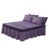 Maxbell Wrap Around Bed Skirt Elastic Elegant Ruffled Bed Skirts, Purple 200x220cm