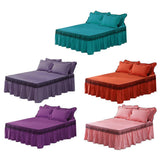 Maxbell Wrap Around Bed Skirt Elastic Elegant Ruffled Bed Skirts, Purple 200x220cm