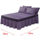 Maxbell Wrap Around Bed Skirt Elastic Elegant Ruffled Bed Skirts, Purple 200x220cm
