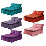 Maxbell Wrap Around Bed Skirt Elastic Elegant Ruffled Bed Skirts, Purple 200x220cm