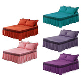 Maxbell Wrap Around Bed Skirt Elastic Elegant Ruffled Bed Skirts, Purple 200x220cm