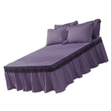 Maxbell Wrap Around Bed Skirt Elastic Elegant Ruffled Bed Skirts, Purple 200x220cm