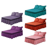Maxbell Wrap Around Bed Skirt Elastic Elegant Ruffled Bed Skirts, Purple 200x220cm