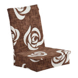 Maxbell Stretch Short Removable Dining Chair Cover Slipcover Rose-Coffee