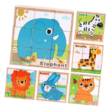 Max Wooden Animals Building Blocks Preschool Cube Block Jigsaw Travel Puzzle