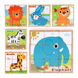 Max Wooden Animals Building Blocks Preschool Cube Block Jigsaw Travel Puzzle