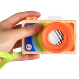 Maxbell  Kids Wooden Camera Toy Portable Kaleidoscope Camera Pretend Play Toy A