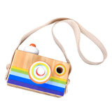 Maxbell Kids Wooden Camera Toy Portable Kaleidoscope Camera Pretend Play Toy B