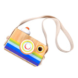 Maxbell Kids Wooden Camera Toy Portable Kaleidoscope Camera Pretend Play Toy B