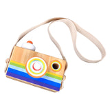 Maxbell Kids Wooden Camera Toy Portable Kaleidoscope Camera Pretend Play Toy B