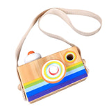 Maxbell Kids Wooden Camera Toy Portable Kaleidoscope Camera Pretend Play Toy B