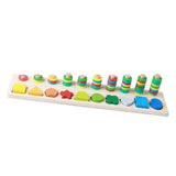 Maxbell Montessori Wood Blocks Sorting Puzzle Sorter Stacker Board for Preschool Kid