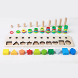 Maxbell Montessori Wood Blocks Sorting Puzzle Sorter Stacker Board for Preschool Kid