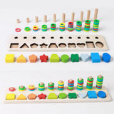 Maxbell Montessori Wood Blocks Sorting Puzzle Sorter Stacker Board for Preschool Kid