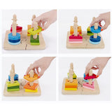 Maxbell Wooden Sorting Stacking Toys Shape Learning Educational Toy for Preschooler