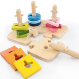 Maxbell Wooden Sorting Stacking Toys Shape Learning Educational Toy for Preschooler