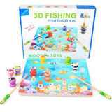 Maxbell 3D Wooden Magnetic Fishing Toy Kids Fishing Game Educational Toys