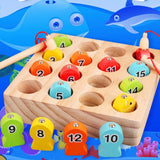 Maxbell Wooden Magnetic Fishing Toy Kids Fishing Game Cognition Educational Toy