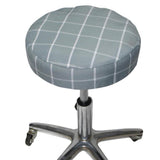 Max Polyester Round Bar Stool Cover Slipcover Replacement Grid-33cm(Gray)