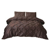 Max Maxb Decorative Pinch Pleat Velvet Duvet Cover Bedding Cover Set (3Pcs) Brown