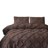 Max Maxb Decorative Pinch Pleat Velvet Duvet Cover Bedding Cover Set (3Pcs) Brown