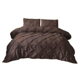 Max Maxb Decorative Pinch Pleat Velvet Duvet Cover Bedding Cover Set (3Pcs) Brown